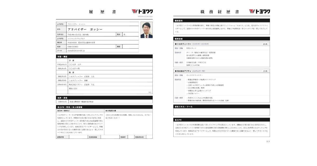 ヨッシー履歴書・職務経歴書